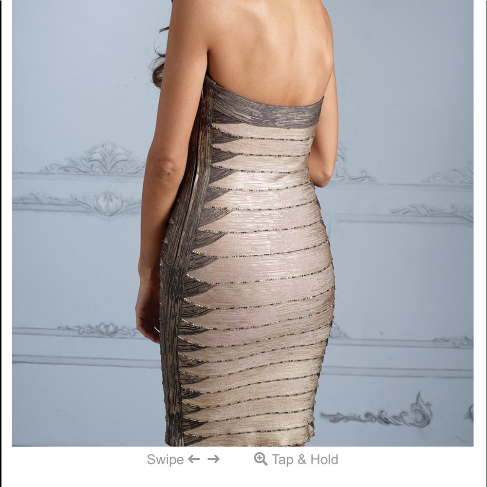 Terani cocktail dress. Style c2072. Color is gold amber. Size 0. - Picture 2 of 4